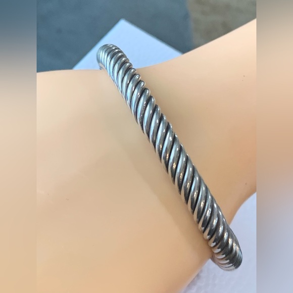 Vintage 925 Sterling Silver Heavy ( 58 g ) Twisted Rope cuff bracelet- Size 7” - Picture 4 of 9